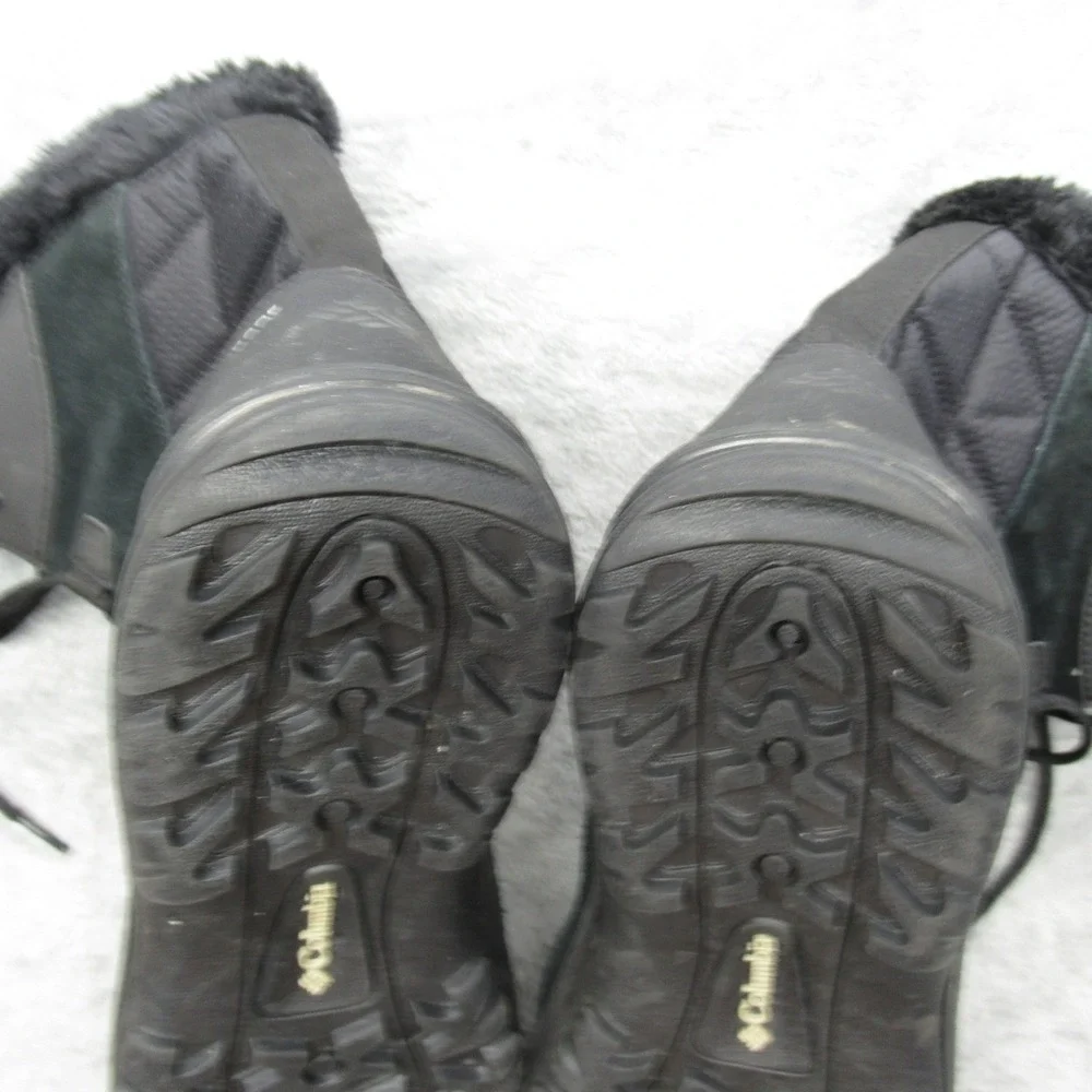 Columbia Winter Boots Women 11 Black Suede Waterproof Insulated Faux Fur Trim